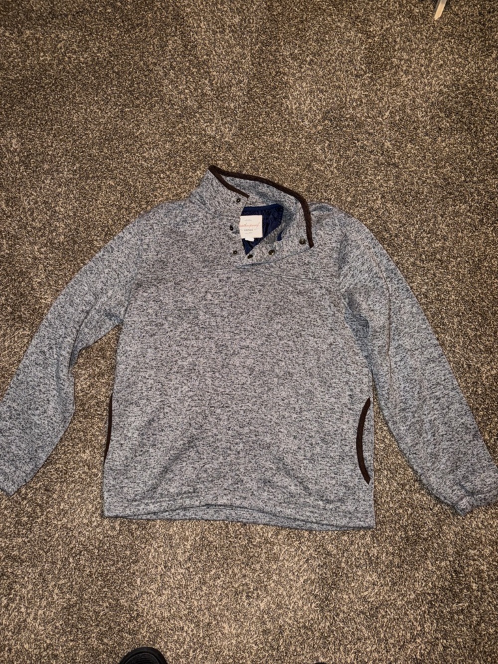 Men's Heather Grey Quarter-Zip Button Up Sweater